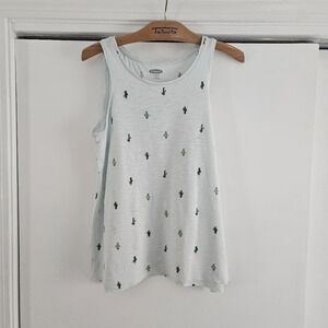 Old Navy Blue Catus Print Scoopneck X-Small Tank Top